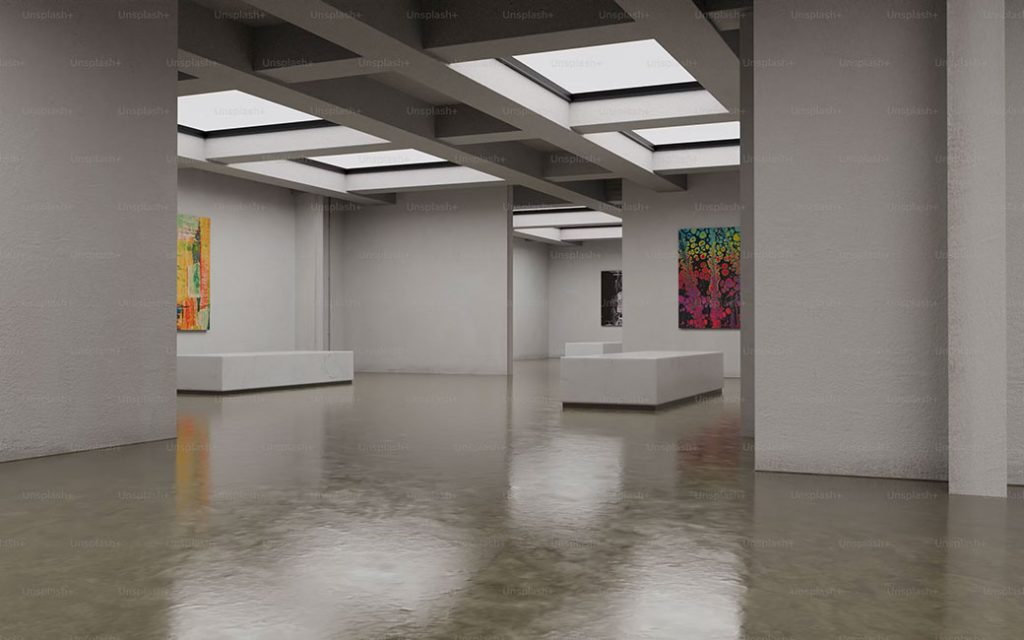 Seamless self-leveling floor creating a perfectly smooth, uniform base in a large interior space.